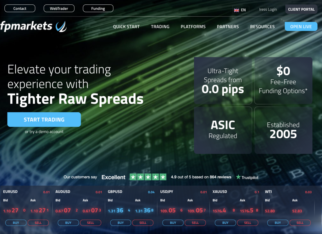 FP Markets Website Screenshot