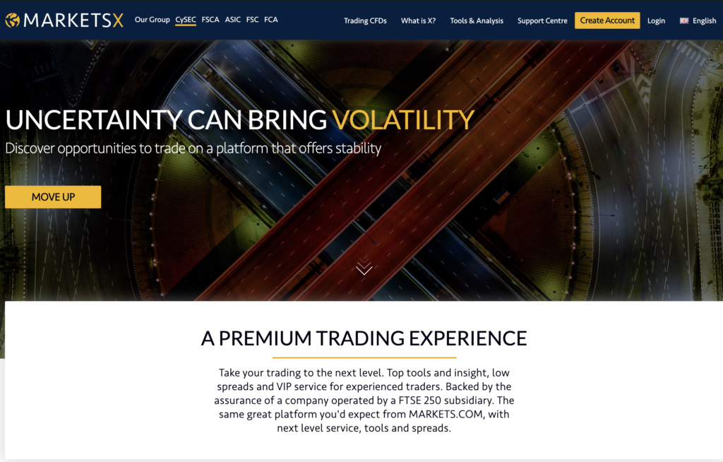 MarketsX Website Screenshot