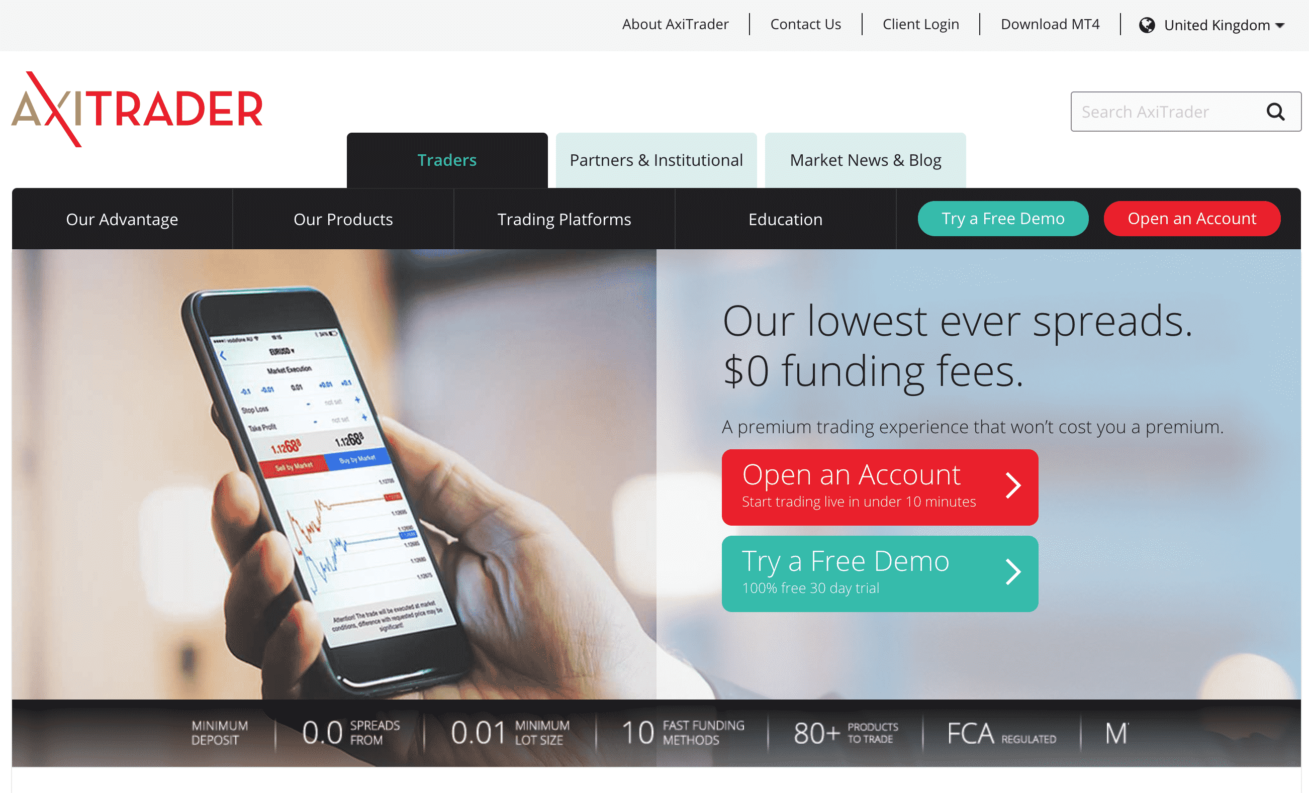 AxiTrader Website Screenshot