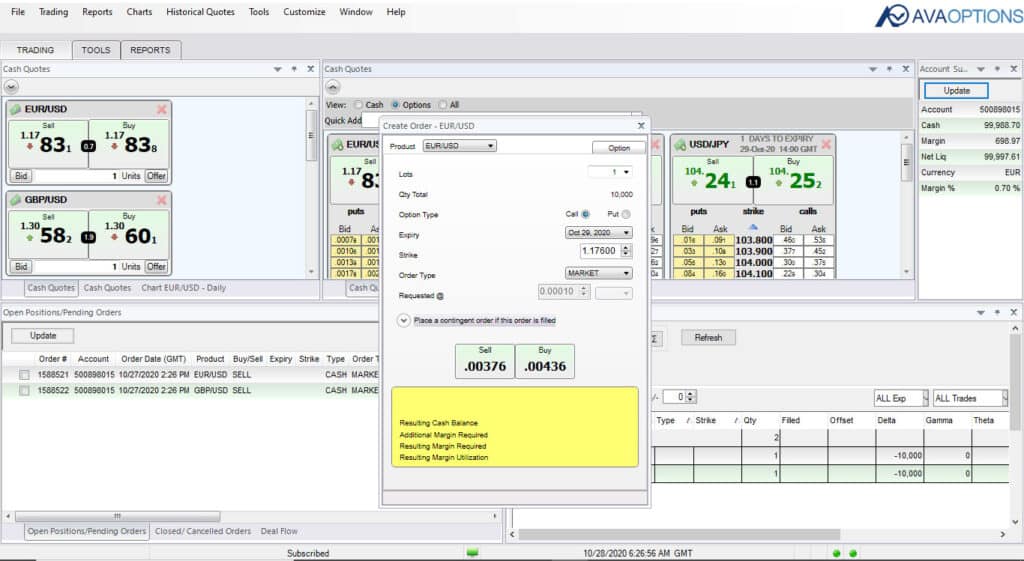 AvaTrade Options Trading Screenshot