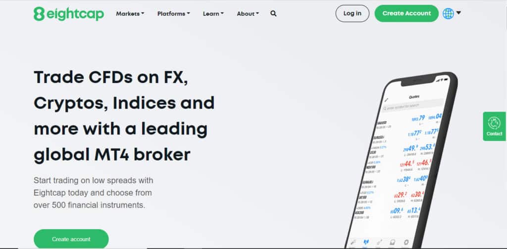 Eightcap Website Screenshot