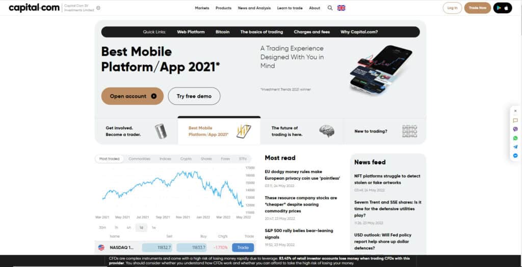 Capital.com Website Screenshot