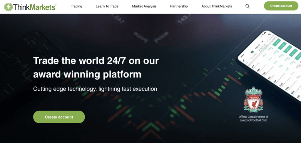 ThinkMarkets website screenshot