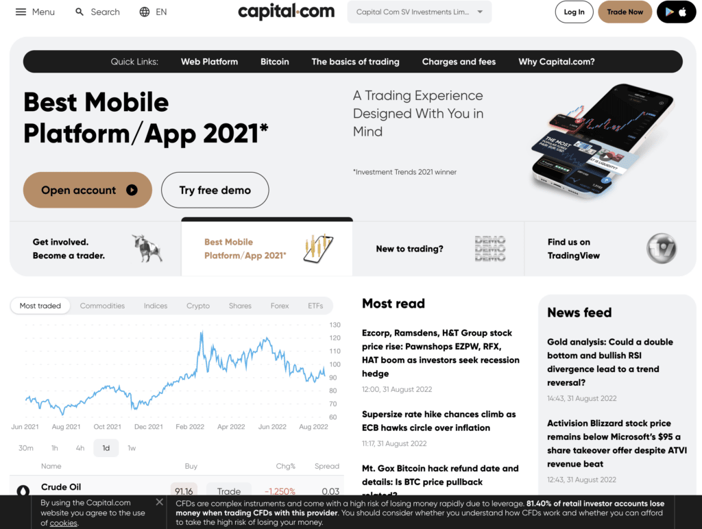 Capital.com website screenshot