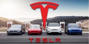 Tesla Cars in a row