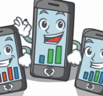 Several Mobile Phones showing financial charts